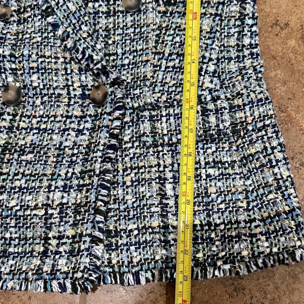 Ann Taylor Tweed Blazer in Black, White & Blue - Picture 6 of 15